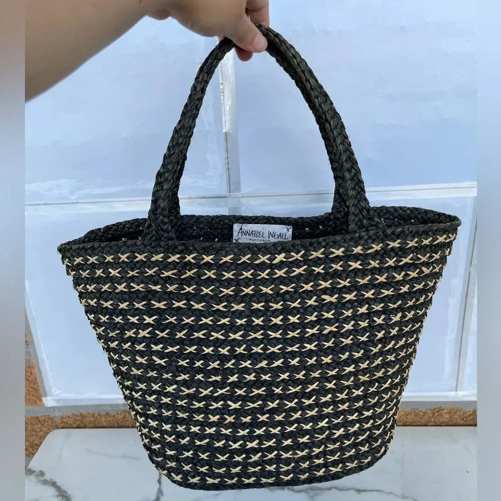 Annabel Ingall Raffia Woven Basket Tote Bag